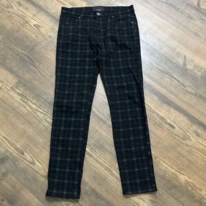 Liquor N Poker Jeans Men Size 34 Black Plaid Skinny Jeans Pants Stretch
